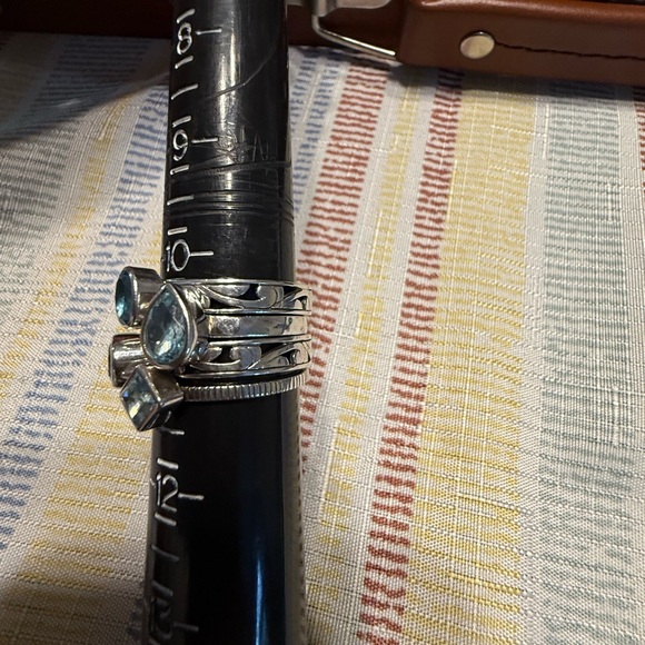 Silpada Sterling Silver and Blue Topaz Ring Set Size 11 - Picture 2 of 4